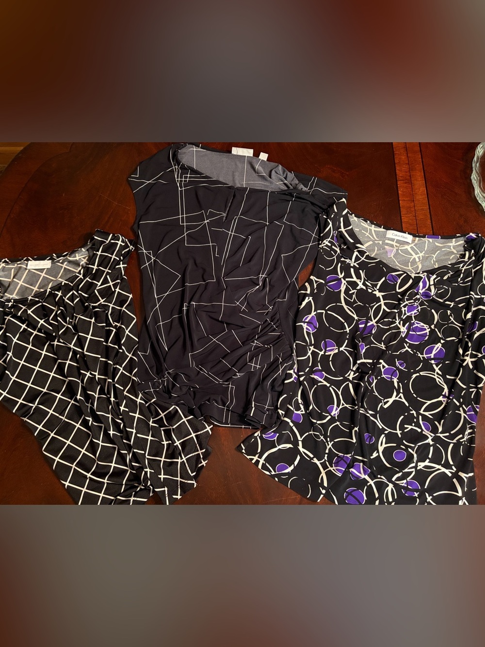 Set of 3 Women's Black Printed Tops-Various Brands- Swipe to see all 3